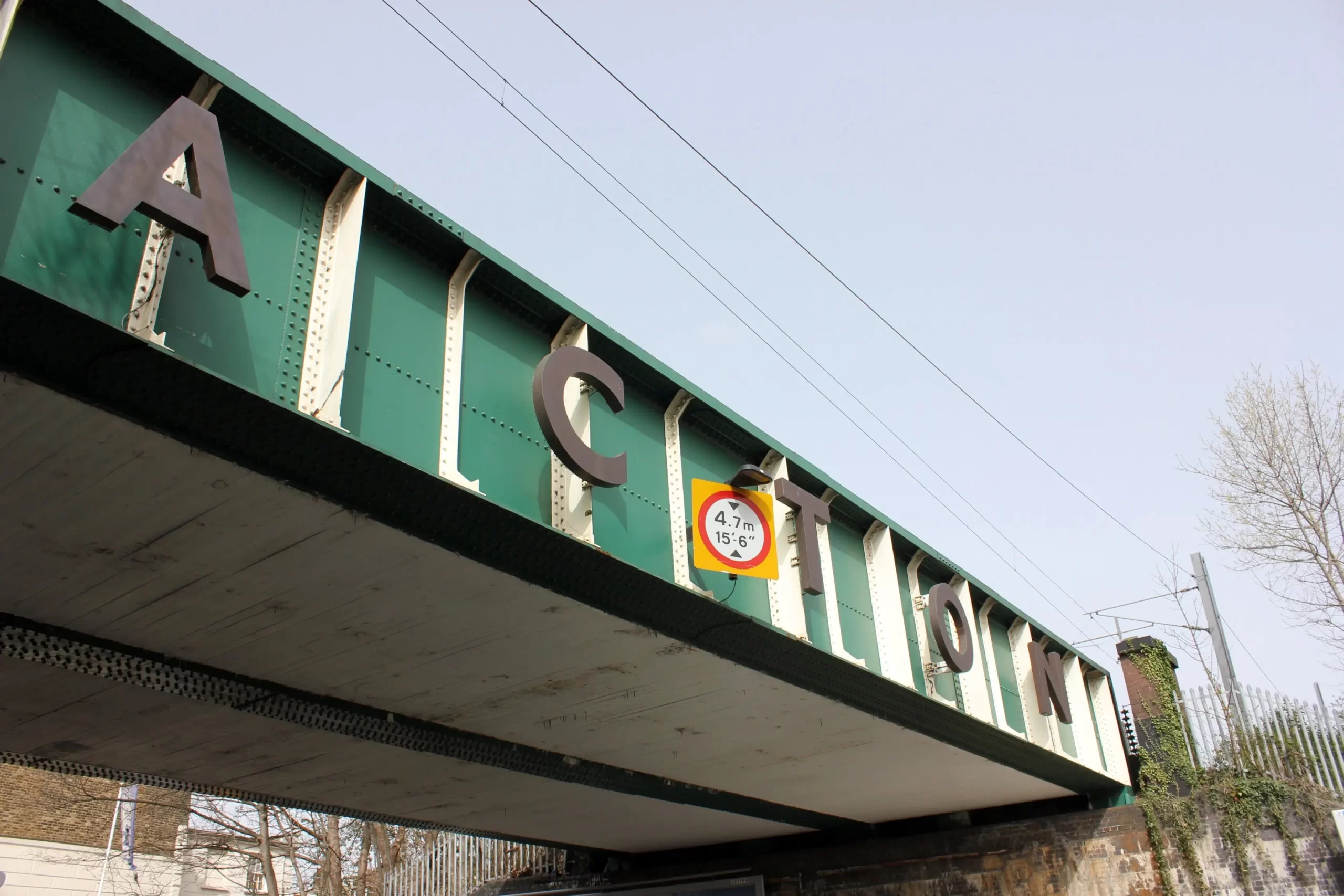 Acton bridge with height restriction prominent