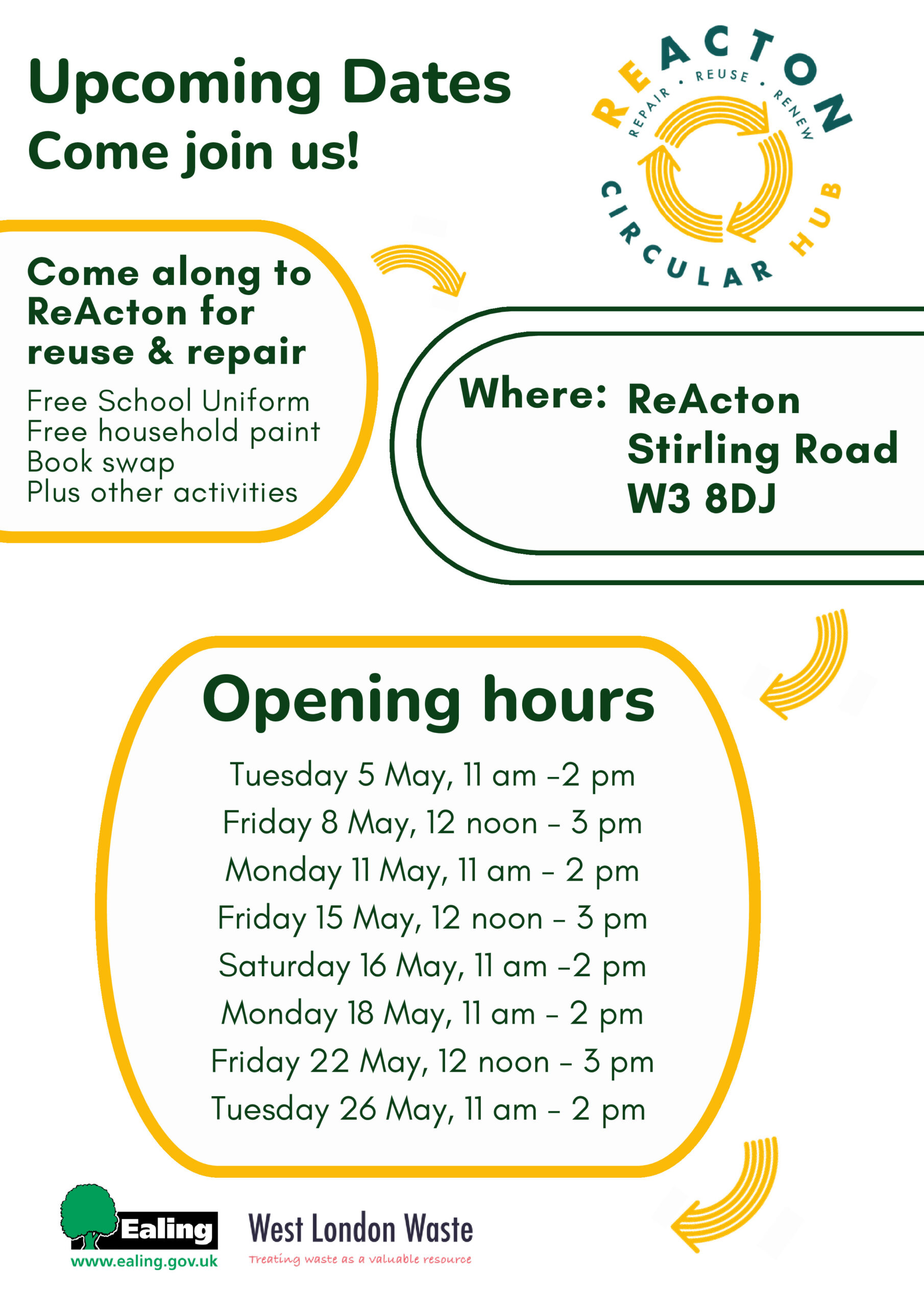 ReActon - Recycle & Reuse May Opening Hours